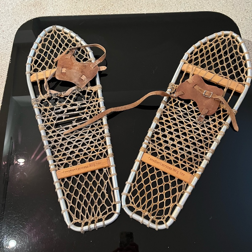 Vintage metal snowshoes.